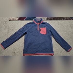 Fat Face The Airlie 1/4 Zip Pullover Sweater Heavyweight 100% Cotton Blue Red M.